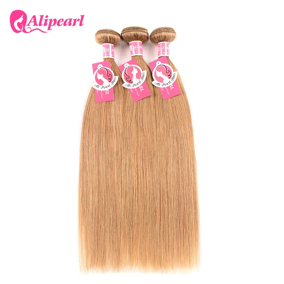 01_1_ Brazilian Human Hair Weave Straight Honey Blonde Bundles - Image 1