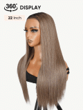 Ash Brown Ombre Silky Straight Hair Pre-Plucked Frontal Wig Ready To Go - Image 6