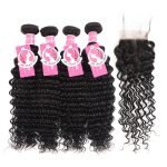 Deep Wave Hairstyles Brazilian Human Hair 4 Bundles With 4*4 Lace Closure - Image 6