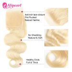 613 Blonde Body Wave 4x4 5x5 Inch Transparent Lace Closure - Image 4