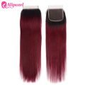 Burgundy Ombre Hair Dark Roots 1B/99J Straight Human Hair Bundles And Closure - Image 5