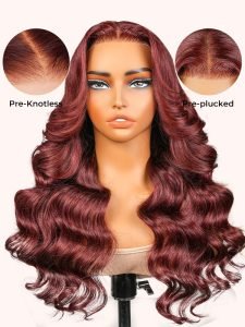 Premium Cherry Cola Red Hair Trendy Colored Human Hair Wigs - Image 2