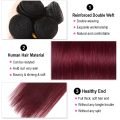 Burgundy Ombre Hair Dark Roots 1B/99J Straight Human Hair Bundles And Closure - Image 3
