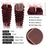 99J Color Deep Wave Brazilian Human Hair Bundle With Closure - Image 3