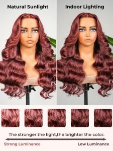 Premium Cherry Cola Red Hair Trendy Colored Human Hair Wigs - Image 4