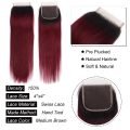 Burgundy Ombre Hair Dark Roots 1B/99J Straight Human Hair Bundles And Closure - Image 2
