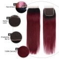 Burgundy Ombre Hair Dark Roots 1B/99J Straight Human Hair Bundles And Closure - Image 4