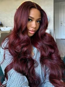 Premium Cherry Cola Red Hair Trendy Colored Human Hair Wigs - Image 7
