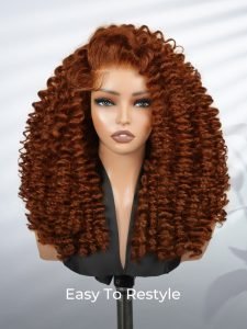 Copper Color Wand Curl 13x4 Lace Frontal Curly Human Hair Wig - Image 8