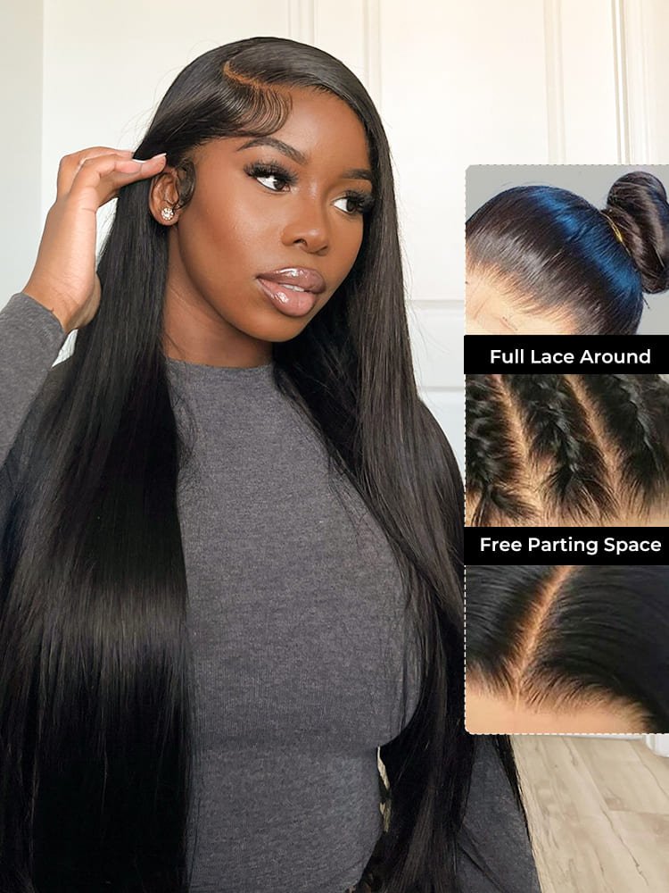 1-copy-0 Alipearl Virgin Hair Soft Straight Full Lace Wig 180% Density Pre-plucked Hairline With Baby Hair - Image 1