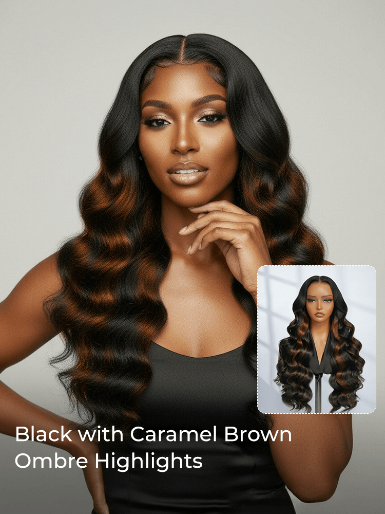 Auburn Highlight Ombre Body Wave Wig
