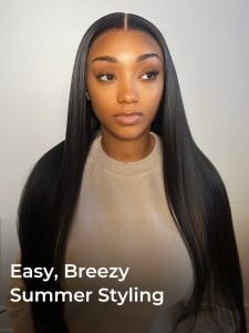 150% Density 5x5 Lace Pre-Plucked Front Straight Human Hair Wig - Image 3