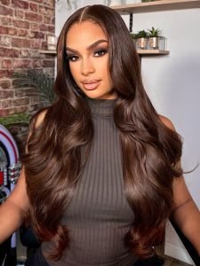 #4 Dark Brown Colored Human Hair Wigs Alipearl Skin Melt HD Lace Front Wigs - Image 3