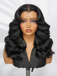 M Hairline Body Wave Layered Cut 6x8 Glueless Drawstring Lace Wig Ready To Wear - Image 7