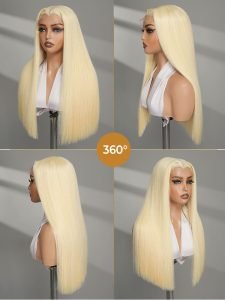 Double Drawn Top Grade Blonde Body Wave M Hairline Straight HD Lace Wig - Image 8