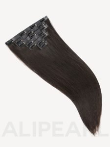 Alipearl Seamless Clip In Human Hair Extensions Natural Black Color Human Hair Pieces - Image 10
