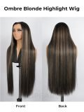 Straight Ombre Blonde Highlight M Hairline 13X6 Lace Front Wig - Image 7