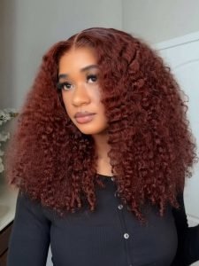 Reddish Brown Burmese Curly 250% Density Ready To Go 5x7 Lace Wig - Image 7