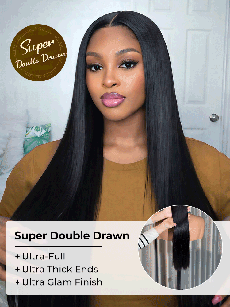 12a-3 Double Drawn Top Grade Straight And Body Wave HD Lace Wig Human Hair - Image 1