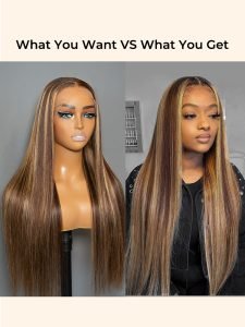 Alipearl Piano Highlight Wigs #4/27 Human Hair Wigs Straight Ombre Lace Front Wigs - Image 4