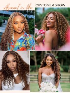 Highlight Human Hair Lace Front Wigs Deep Wave Ombre Lace Front Wigs - Image 9
