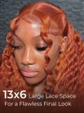 Ginger Orange Deep Wave 13x6 Lace Frontal Wig Parting Max Natural Hairline - Image 3