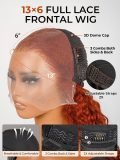 Ginger Orange Deep Wave 13x6 Lace Frontal Wig Parting Max Natural Hairline - Image 10