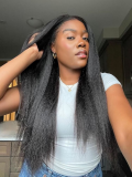 13x6 Parting Max Transparent Lace Frontal Yaki Straight Human Hair Glueless Wig - Image 2