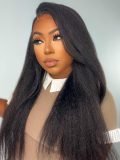 13x6 Parting Max Transparent Lace Frontal Yaki Straight Human Hair Glueless Wig - Image 11