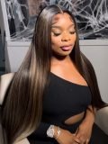 Straight Ombre Blonde Highlight M Hairline 13X6 Lace Front Wig - Image 9