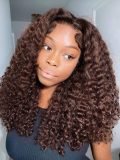 Dark Brown 250 Density Full Burmese Curly Pre-Cut 7x5 Lace Front Wig - Image 2