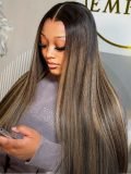 Straight Ombre Blonde Highlight M Hairline 13X6 Lace Front Wig - Image 10