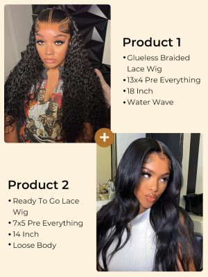 $199 for 2 Glueless Wigs: 13x4 Pre Braided Wig and 7x5 Wig