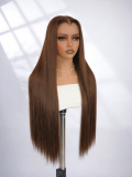 M Hairline Dark Brown Straight 13x6 Lace Front Wigs 250 Density With Drawstring - Image 3