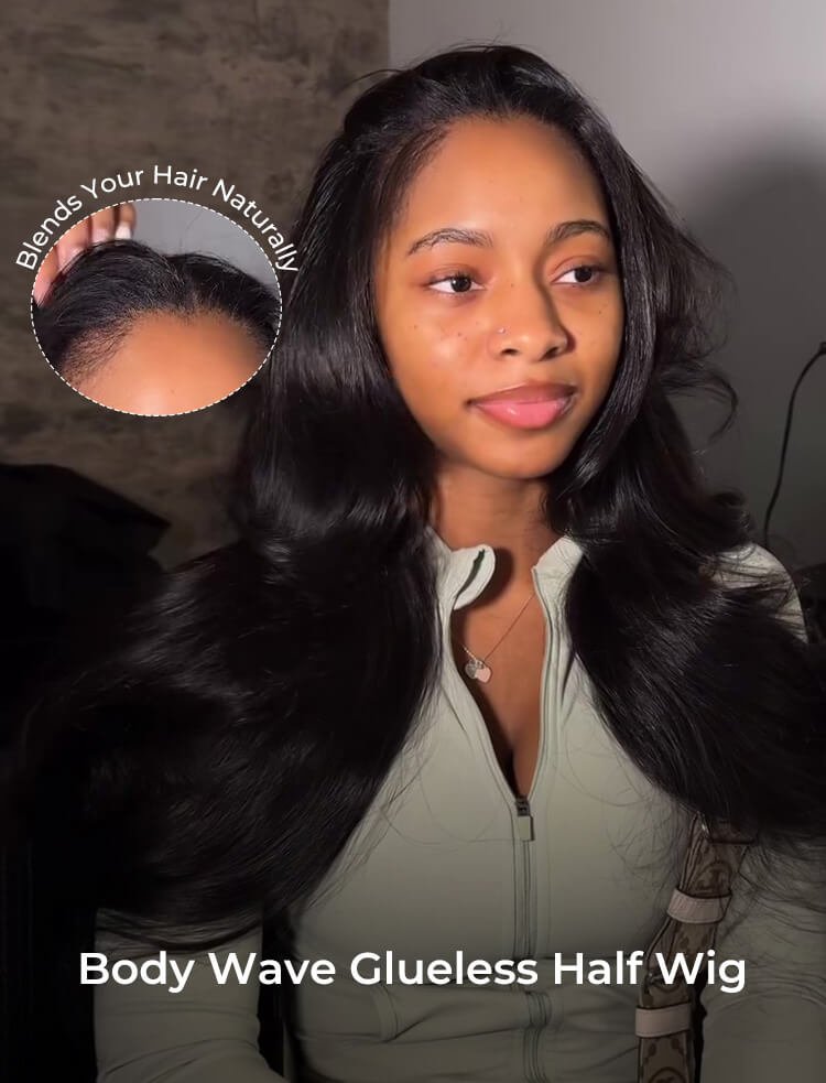 250% high density body wave half wig