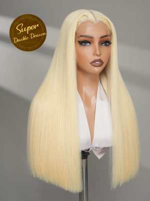 Double Drawn Top Grade Blonde Body Wave M Hairline Straight HD Lace Wig