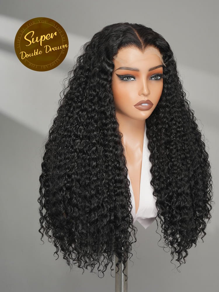 1_101 Double Drawn M Hairline Deep Wave HD Lace Front Wig Top Grade Hair - Image 1