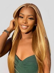 M Shaped Hairline Honey Blonde Highlights 13x4 Lace Front Wig