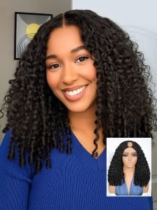 Burmese Curly Glueless V Part Fluffy Wig 250 Density Ready To Wear