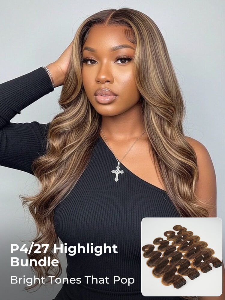Natural #P4/27 Brown Balayage Hair Weave