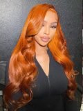Ginger Orange Body Wave Glueless Transparent Lace Wigs With Pre Plucked Hairline - Image 3