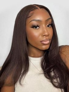 Chocolate Brown 5x5 HD Lace Closure Wigs Human Hair Colored Wigs - Image 2