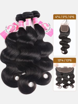 Alipearl Brazilian Body Wave Virgin Hair 3pcs or 4pcs 5pcs With HD Lace Closure