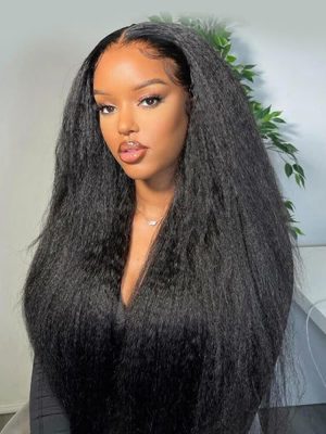 Handmade Kinky Straight Ready And Go Glueless 4*7 Human Hair Lace Wigs