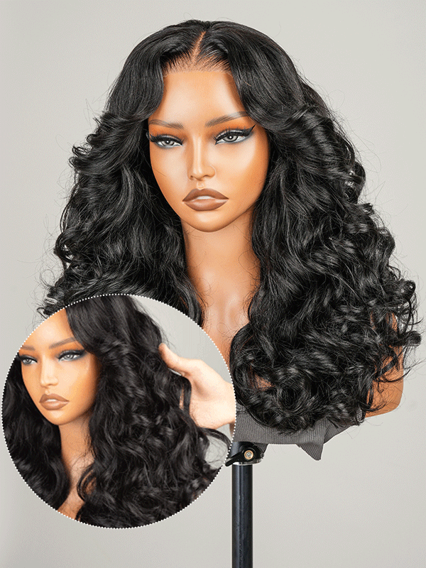 1_1_3 High Volume Layered Curls Body Wave Single Knots Invisible Ready To Go Lace Wig - Image 1