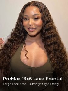 PreMax 13x6 HD Lace Frontal #4 Dark Brown Deep Wave Wig - Image 3