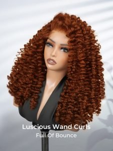 Copper Color Wand Curl 13x4 Lace Frontal Curly Human Hair Wig - Image 7