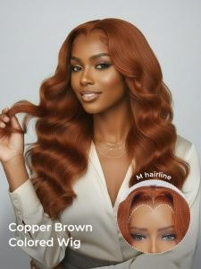 Glueless M Hairline Body Wave 13x6 Lace Front Wig In Copper & Chocolate Brown - Image 3