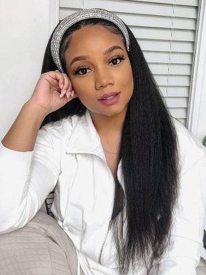 Headband Wig Kinky Straight Half Wig 180 Density