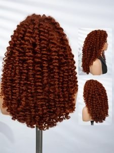 Copper Color Wand Curl 13x4 Lace Frontal Curly Human Hair Wig - Image 5